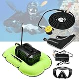 Nicvrea Tauchbeatmungsgerät, wasserdichter tragbarer wiederaufladbarer Tauchtank, Tauchen ohne Tanks, Tauchatemregler, Oktopus-Wasserpfeife mit Mundstück,Green-D4000
