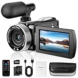 Vmotal Digitale Videokamera 4K, 48MP Foto/4K 60fps Videorecorder, Anfänger-Video-Camcorder für Vlogging, Youtube, mit 2 Batterien/externem Mikrofon/SD-Karte/Fernbedienung