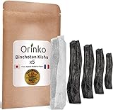 Orinko – Kishu Bio Binchotan 5 x (200 g) Größe M | Echte Aktivkohle aus Japan (Wakayama) für Wasserreinigung in Karaffe