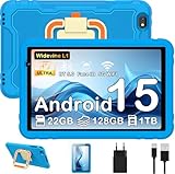 JUEDUR Android 15 Kinder-Tablet 10 Zoll, 22 GB RAM + 128 GB ROM (TF 1 T), Octa-Core, 8000 mAh, WiFi 6, 5+8 MP, Kindersicherung, mit EVA-Schutzhülle, stoßfest, 360° drehbar, Halterung (blau)