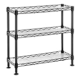 SONGMICS Gewürzregal mit 3 Ebenen, Küchen-Organizer, aus Metall, mit PP-Platten, verstellbare Regalebene, 15 x 40 x 39,5 cm, schwarz LGR025B01