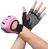 flintronic Fitness Handschuhe, Atmungsaktive Trainingshandschuhe mit Mikrofasergewebe, Rutschfester Silikon Gym Gloves Gewichtheben Handschuhe, Sporthandschuhe für Damen Herren - Rosa (M)