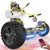 FUNDOT Hoverboards mit Sitz, All-Terrain-Hoverboards mit Hoverkart,8,5 Zoll Go-Kart mit Self Balancing Scooter, Offroad-Hoverboards mit Bluetooth-Lautsprecher,APP, LED,Geschenk für Kinder Erwachsene