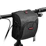 UPANBIKE Fahrrad Lenkertasche, Fahrradtasche Multifunktionale Fahrrad Vorderer Rahmentasche mit Schultergurt und Regen-Abdeckung(Schwarz)
