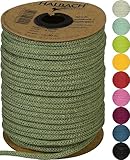 Halbach Seidenbänder Premium Papier Strickschlauch | Breite: 4mm Länge: 30m | Schlauchgarn befüllbar und reißfest, Papiergarn für Namensschilder Kinderzimmer oder zum basteln, Farbe: grün