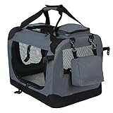 EUGAD Hundebox 60x42x42cm mit Belastbarkeit 12kg für kleine Hunde, Grau 0112HT