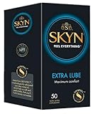 SKYN Extra Lube Kondome 50 Stück - Skynfeel Latexfreie Kondome für Männer, Gefühlsecht Hauchzart, Extra Feucht, Sensitiv, 53mm Breite