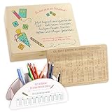 LAUBLUST Geschenk-Set für Erstklässler - Geschenk zur Einschulung mit Text | Schreibtisch Organizer, Frühstücksbrettchen, Erinnerungskiste als Geschenkset für Schulkinder - Geschenke für Schulanfänger
