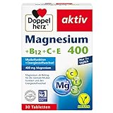 Doppelherz Magnesium 400 + B12 + C + E - Magnesium unterstützt die Muskeln und das Nervensystem - 30 vegane Tabletten