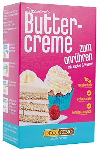 Decocino Buttercreme Fertigmischung (1 x 250g), zum Einstreichen, Füllen und Garnieren, ideal für Cupcakes, Creme- und Fondant-Torten Glutenfrei