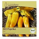 Samenliebe BIO Paprika Samen alte Sorte Oro süße Spitzpaprika Gemüsepaprika gelb 10 Samen samenfestes Gemüse Saatgut für Gewächshaus Freiland und Balkon BIO Gemüsesamen