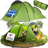 trailvista® Zelt 4 Personen - Familienzelt mit Vorzelt - Campingzelt für 4 Personen wasserdicht mit 3000mm Wassersäule - Camping-Zelte, Outdoor Camping Tunnelzelt