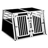 EUGAD Hundetransportbox Alubox Autobox für mittelgroße große Hunde, mit herausnehmbarer Trennwand und 2 Türen, für Border Collie, Samojede, Labrador, Husky und Schäferhund, B97x H66 x T92 cm 0012LL