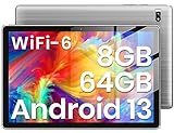 TPZ Tablet 10 Zoll 2024 Neueste Android 13 Tablet 8(4+4) GB RAM+64GB ROM(1TB TF) Octa-Core, 6000mAh, 1280x800 IPS, 5G WiFi 6 Tablet PC 8MP+2MP Camera, Bluetooth 5.0, Google GMS/Typ C