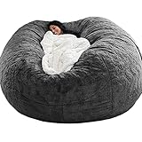 GXSDYYDS Sitzsack, Bean Bag, XXL-Sitzsäcke Flauschig kuschelig Sitzsack Stuhlbezug für Erwachsene（ohne Füllung） Waschbar 180*90cm Dunkelgrau