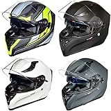 ?rueger RT-826 Motorrad-Helm Integralhelm Fullface Helm Pinlock Sonnenvisier ECE Damen und Herren?, Farbe:White, Größe:XS (53-54)