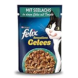 FELIX Sensations Gelees Katzenfutter nass, mit Seelachs & Tomate in Gelee, 26er Pack (26 x 85g)