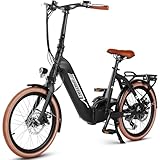 CYBIC 7-Gang-Elektro-City-Pendlerfahrrad, 25 km/h, leistungsstarkes E-Bike mit mechanischen Scheibenbremsen vorne und hinten (Dunkelbraun)