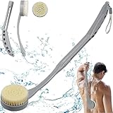 Rückenbürste Dusche, 52 cm BadebüRste Mit Langem Stiel, Gebogene Griff Rückenbürste Zum Duschen äLtere Und Behinderte Menschen, eingeschränkte Mobilität, gefrorene Schultern, Optimale Rückenpflege