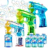 JOYIN 3 Seifenblasen Pistolen für Kinder, LED Seifenblasenpistole mit 6 Seifenblasen Flüssigkeit, Seifenblasen Pistole für Bubble Party Gefälligkeiten, Sommerspielzeug, Outdoor und Indoor Aktivitäten