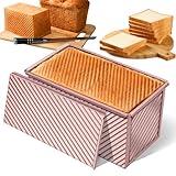 PuretéavHom Brotbackformen Brot Toast Brotbackform 550G Teig Brotbackform mit Deckel Kastenform Brot Backen Roségold Toastbrot Backform Antihaft für Laibe Kuchen Gebäck (20,8x12x11cm)