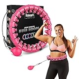 K-MART Smart Hula Ring, Hoop-Reifen für Erwachsene, Fitnessring, beschwerter 24 abnehmbare Segmente, 360 Grad-Massage, automatisch drehender Ball, Gymnastik, Massage, Fitness, Gewichtsverlust, Pink