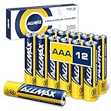 Allmax AAA Maximum Power Alkaline Triple A Batterien (12 Stück) - Ultra-Langlebigkeit, 10 Jahre Haltbarkeit, auslaufsicher, 1,5 V