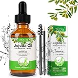 Bio Jojobaöl, Haaröl, 100% reines Bio-Jojobaöl für Haarwachstum und Hautpflege, Natürliche Feuchtigkeitscreme Organic Jojoba Oil für Gesicht, Bart, Nägel, Körpermassageöl für DYI -60 ML