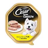 Cesar Klassische Rezepte Futter für Hund mit zarten Huhn und Truthahn 150 g - 14 Tabletten