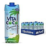 Vita Coco Pures Kokoswasser 12x1L, natürlich hydrierend mit Elektrolyten, glutenfrei, voll mit Vitamin C & Potassium 12x1000ml Getränkekarton