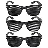 Pinhole Glasses 3 Stück Augentrainer Lochbrille, Komfortable Lochbrille für Augentraining zur Entspannung, Schwarze Rasterbrille Rasterbrille, Gitterbrille mit Faltbaren Bügeln für Augen-Training