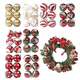 Anhänger Weihnachtskugel, Ornamente für Weihnachtskugeln | 48 x dekorative Kugeln aus lackiertem Glitzer, bruchsicher | Anhänger Weihnachtskugel von 6,1 cm, für Party-Dekoration