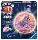 Ravensburger 3D Puzzle 11843 - Nachtlicht Puzzle-Ball Pferde am Strand - 72 Teile - ab 6 Jahren, LED Nachttischlampe mit Klatsch-Mechanismus