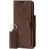 SURAZO Handyhülle für Apple iPhone 13 – Premium Echtleder Hülle Schutzhülle mit [Standfunktion, Kartenfach, RFID Schutz] – Handmade Klapphülle Wallet case (Nussbraun)