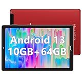 SUAAT Neueste Tablet 10 Zoll Android 14 mit 20GB RAM+128GB ROM 1TB TF, WiFi 6, Bluetooth 5.0, 6000mAh, Dual Camera 8+5MP,1280 * 800, Cast, OTG, Type C, mit Hülle, Tastatur & Maus（ Blau-eb-es）