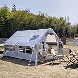 Familienblattierbares Zelt Mit Fenster Und Tür, Camping Im Freien, Das Schnelle Setup-inblosbares Zelt Mit Pumpe, Popup-Zelt Mit Aufbewahrungsbeutel, 4-Saison-wasserdichte Windfest Großer Luftzelt