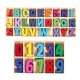 Holzbuchstaben Großbuchstaben, 216Pcs Alphabet Und Nummer Buchstaben aus Holz, Kid Holzspielzeug Lernspielzeug Handwerk Holz Buchstaben Für Kunsthandwerk DIY