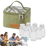Camping Dressing Shaker Set für Reise | Dressinghalter für unterwegs | Große Kapazität mit 600D verschlüsselter Oxford Stofftasche | Transparente Flasche A