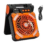 Vllold Solarbetriebener Ventilator – Solarbetriebener Ventilator – mit LED-Laterne, Timer, wiederaufladbar, tragbar, 4 Geschwindigkeiten, für Strand, Picknick, Gartenarbeit