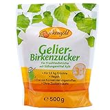 Birkengold Gelier Birkenzucker (Xylit), 500g | für 1,5 kg Früchte | 3 Teile Frucht : 1 Teil Gelierzucker | ohne Zucker | vegan | mit europäischem Xylit aus Birken- und Buchenrinde