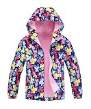 M2C Regenjacke für Jungen und Mädchen, leicht, mit Kapuze und Fleece gefüttert, Farbenfroher Garten, 8-9 Jahre