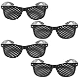 Parastar 4 Stück Rasterbrille Augentraining, Schwarz Lochbrille Für Augentraining Original Anti-Ermüdung Pinhole Glasses, Rasterbrille Lochbrille Für Augentraining für die Entspannung der Augen