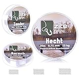 Zite Fishing Fluoro-Carbon Vorfach-Schnur Set - Monofile Angelschnur Beschichtet 0,23-0,7mm - Insgesamt 90m für Barsch, Zander & Hecht Angeln