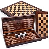 Backgammon Spiel Türkisches Tavla aus Holz Spielsteine und Würfel | Klappbares Spielbrett TAVLI Set