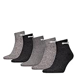 Puma Unisex Short Crew (5 Pack) Socken, Grau/Grau, 43-46 EU