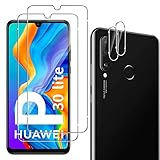 QULLOO Schutzfolie für Huawei P30 Lite / P30 Lite New Edition für Panzerglas, 2 Stück Displayschutzfolie mit 2 Stück Kameraschutz [9H Härte Gehärtetes Glas ][HD Klar Schutzglas][Anti-Kratzen Folie]