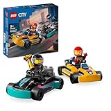 LEGO City Go-Karts mit Rennfahrern, Set mit 2 Rennfahrer-Minifiguren und Rennautos, Auto-Spielzeug ab 5 Jahren für Jungs und Mädchen, lustiges Geschenk für Kinder 60400