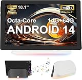 Whitedeer Tablet 10 Zoll Android 14 Octa-Core Tablet mit Ladedock Lautsprecher, 14GB RAM+64GB ROM, AI Cloud Album& 8 Typen von Weißem Rauschen, 1280x800 HD, 5MP+8MP Kamera, Wi-Fi 6&BT 5.3(Schwarz)