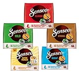 Senseo Pads,Probierbox mit 5 Sorten, 74 Kaffeepads UTZ-zertifiziert, 5er Vielfaltspaket