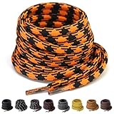 Yusimu Schwarz/Orange Stiefel Schnürsenkel, Runde 4.5 mm Dicke, Reißfeste Ersatzschnürsenkel für Arbeitsschuhe und Wanderschuhe, inklusive Shoe Boot Laces, Lang 120cm - 1 Paar